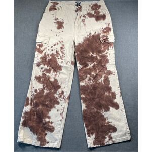 Hot Topic Tie Dye Cargo Pants Womens 18 Brown Beige Y2K Grunge Streetwear Skater